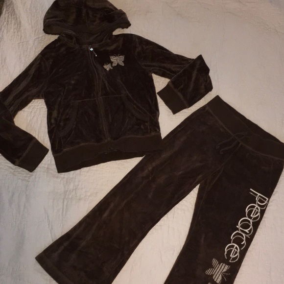 Little girls sz 6/6x two piece brown loungewear - Picture 1 of 5